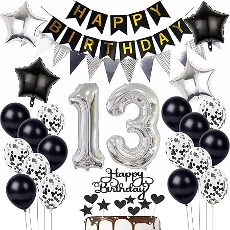 Bluelves 13. Geburtstag Deko Blau, 13. Geburtstagsdeko Luftballons, 13 ...